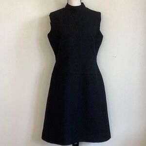 Vintage black wool dress with stitching detail